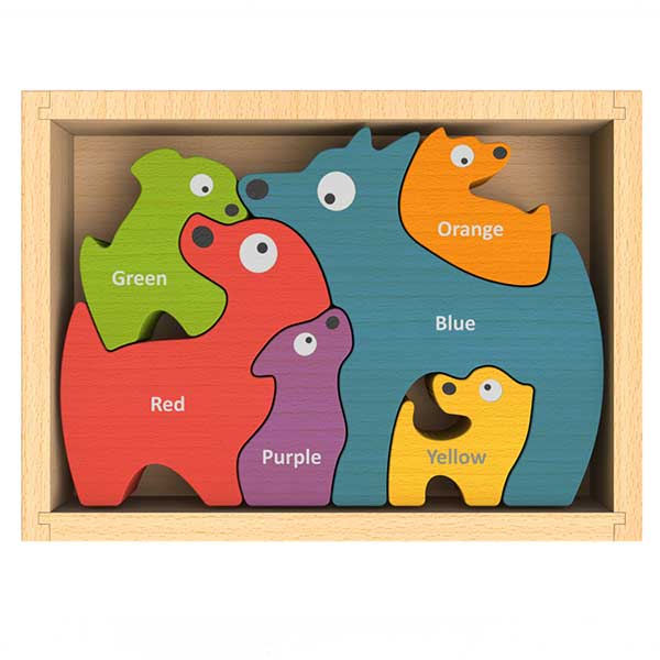 BeginAgain Dog Family Puzzle (English-Spanish) Color Puzzle